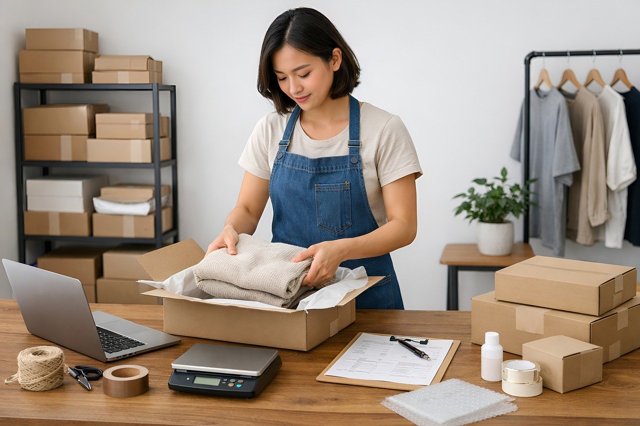 Small business owner smiling in a modern workspace